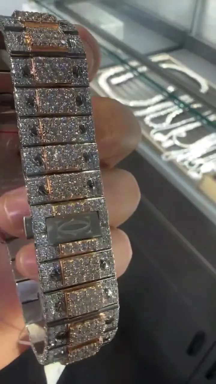 Cartier Santos Moissanite Diamond Watch | Moissanite watch | diamond watch | W 247