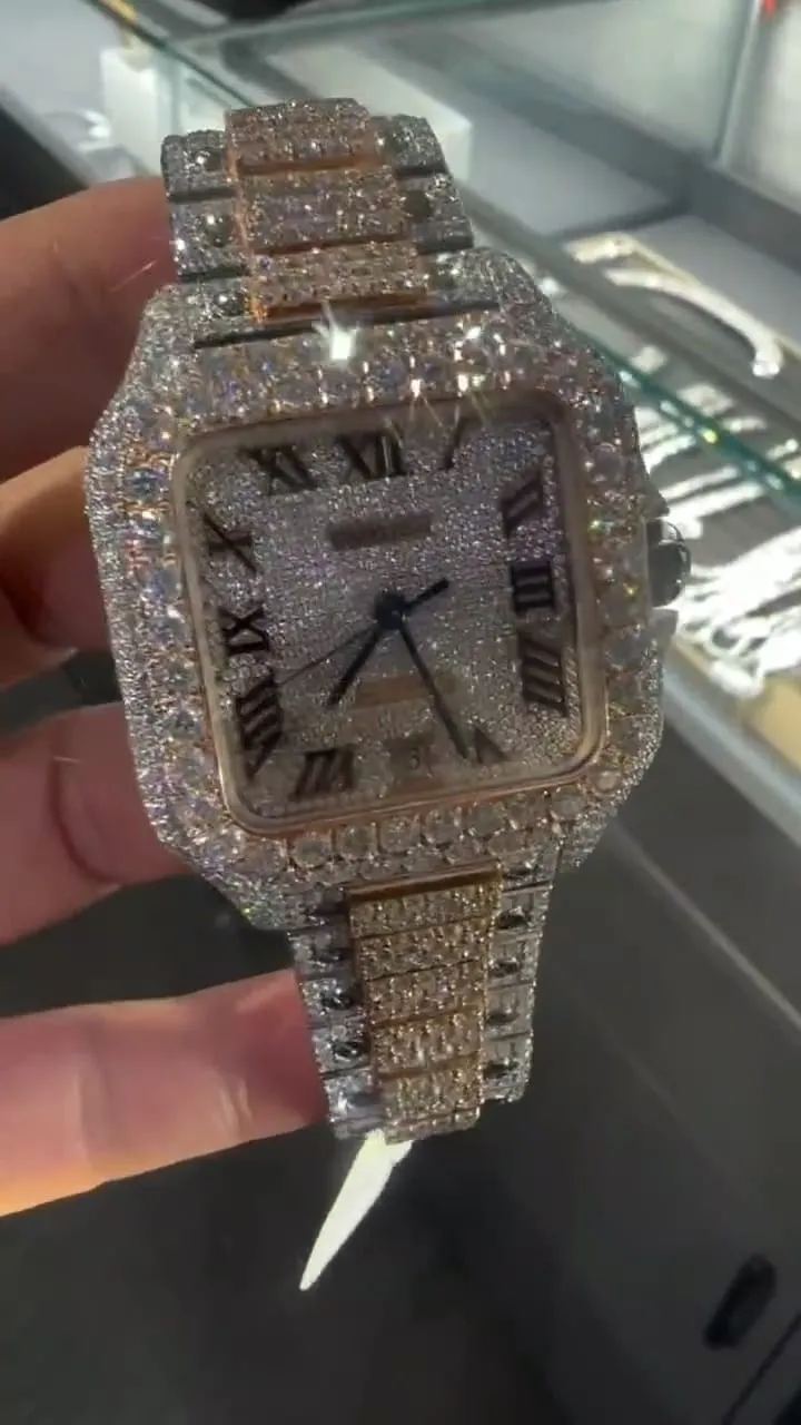 Cartier Santos Moissanite Diamond Watch | Moissanite watch | diamond watch | W 247