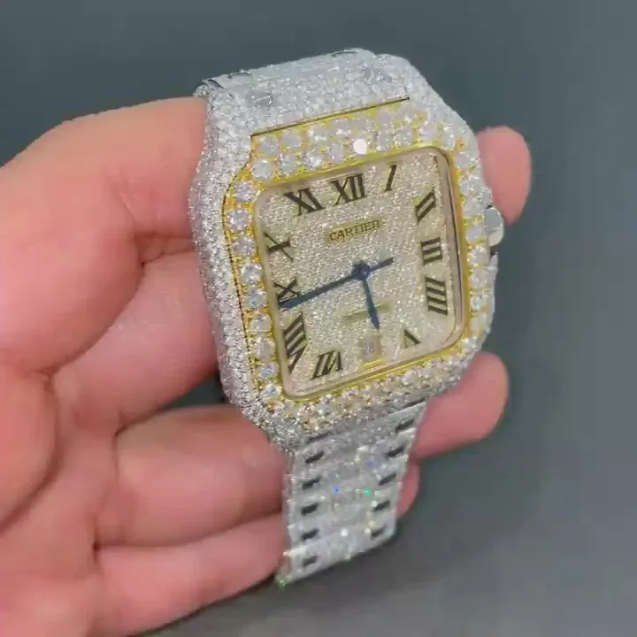 Cartier Santos Moissanite Diamond Watch | vvs moissanite watch W 103