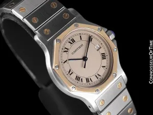 Cartier Santos Octagon Mens (Midsize) Quartz Watch - Stainless Steel & 18K Gold