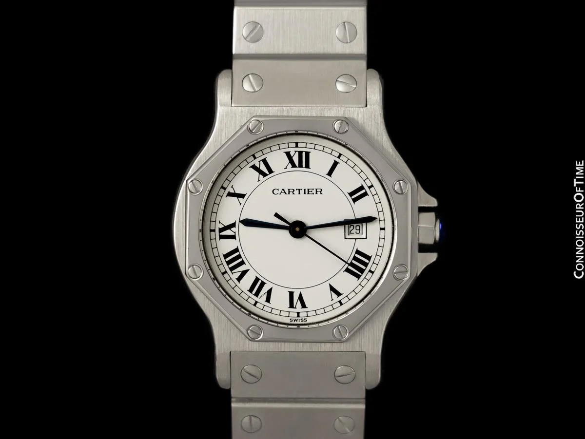 Cartier Santos Octagon Mens Unisex Midsize Watch, Automatic - Stainless Steel