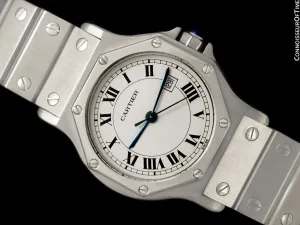 Cartier Santos Octagon Mens Unisex Midsize Watch, Automatic - Stainless Steel