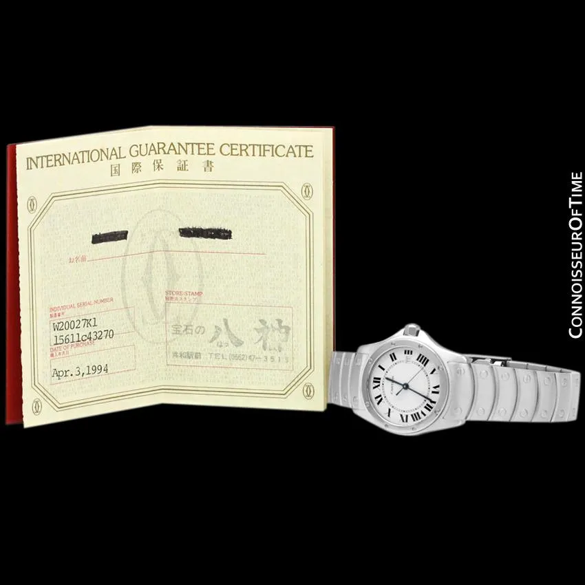 Cartier Santos Ronde Mens Midsize Unisex Bracelet Stainless Steel Watch - W20027K1