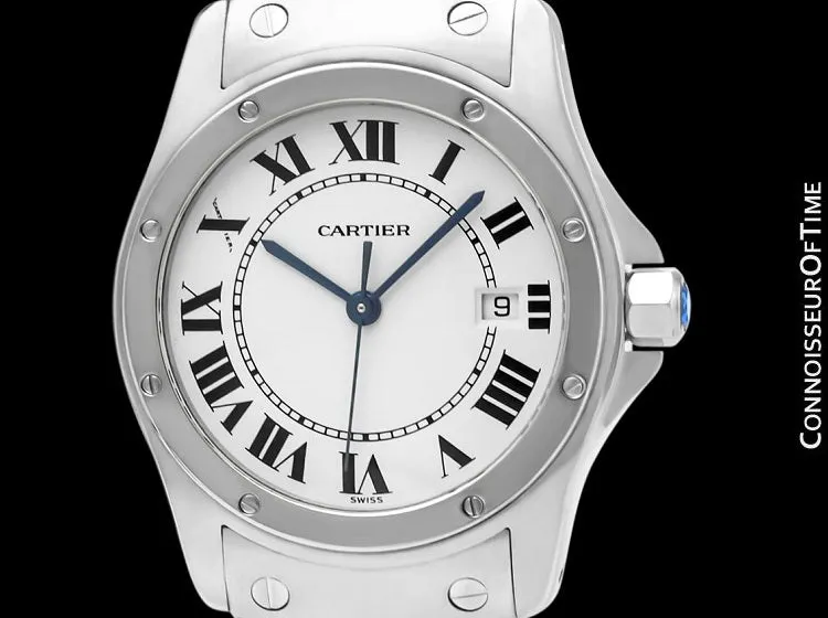 Cartier Santos Ronde Mens Midsize Unisex Bracelet Stainless Steel Watch - W20027K1