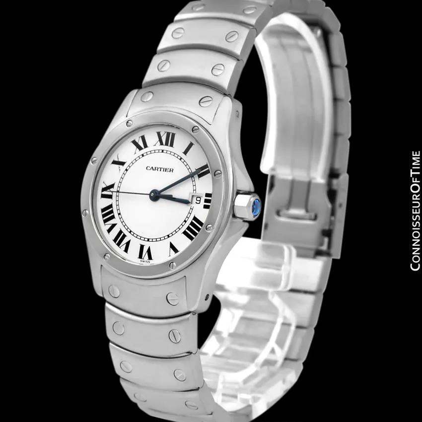 Cartier Santos Ronde Mens Midsize Unisex Bracelet Stainless Steel Watch - W20027K1