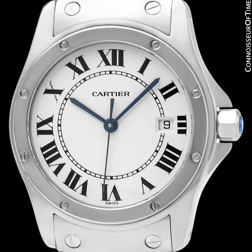 Cartier Santos Ronde Mens Midsize Unisex Bracelet Stainless Steel Watch - W20027K1