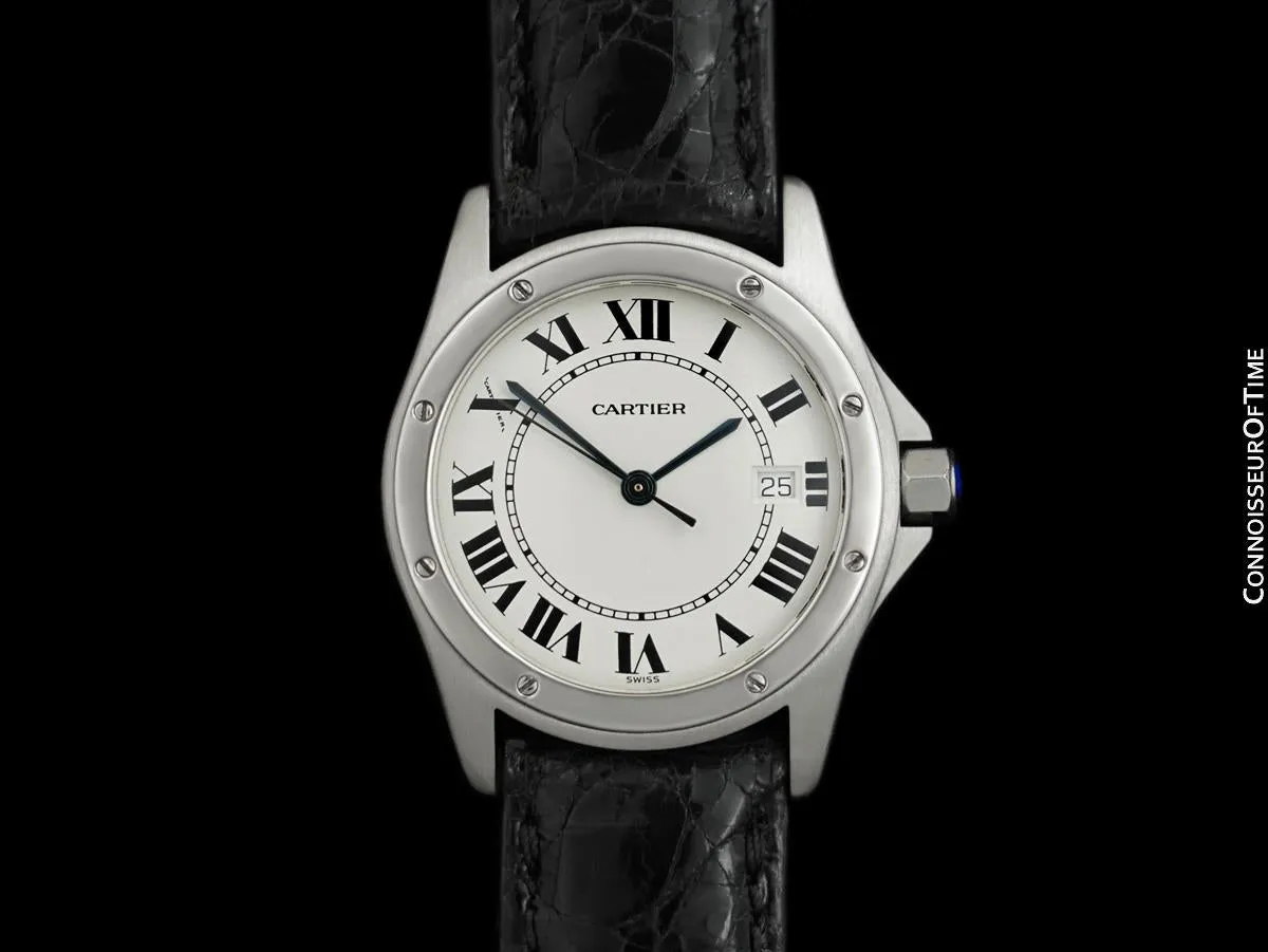 Cartier Santos Ronde Mens Midsize Unisex Stainless Steel Watch, W20027K1 - New Cartier Movement