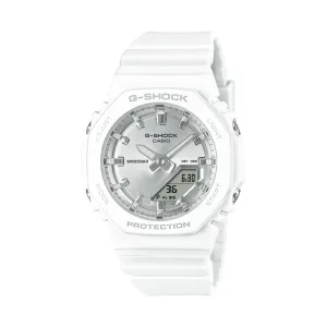 Casio G Shock Mid Duo Island Vaca S/Watch Alarm 200MSilver Face White Resin Band GMAP2100VA-7A