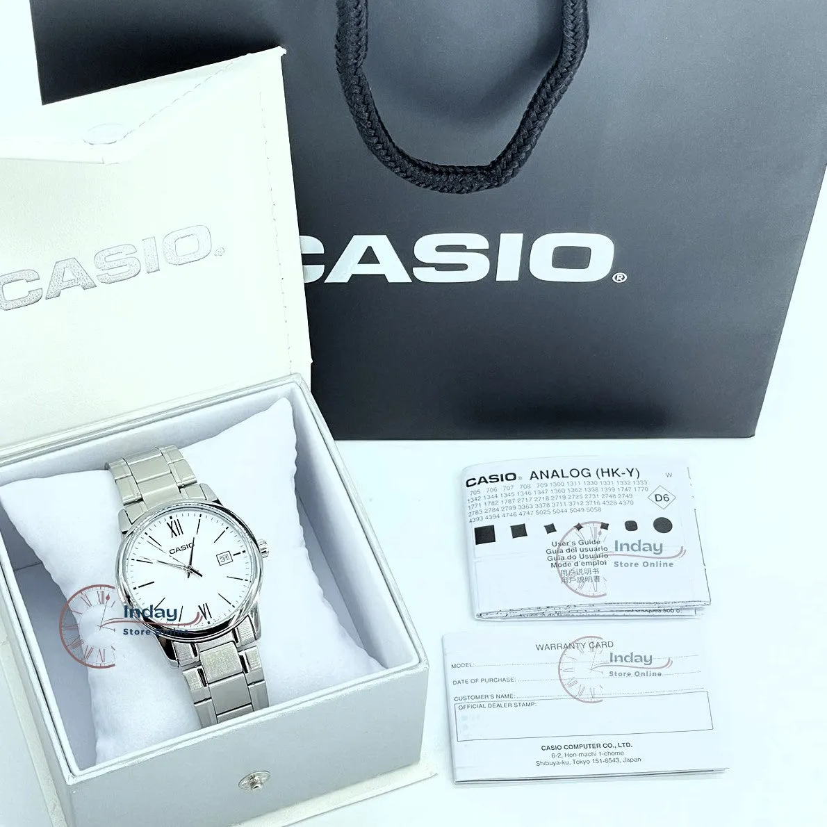 Casio Standard Men's Watch MTP-V002D-7B3 Analog Stainless Steel Band Triple-fold Clasp Mineral Glass