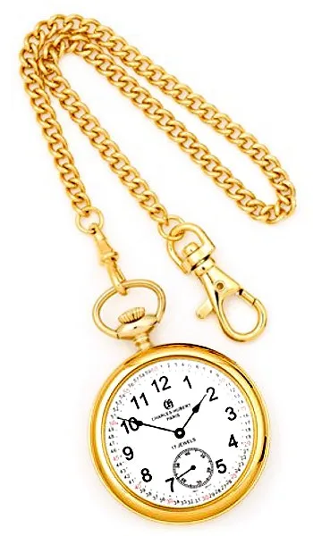 Charles-Hubert Paris Classic 17 jewel Open Face Arabic Numeral Pocket Watch with Chain XWA2739