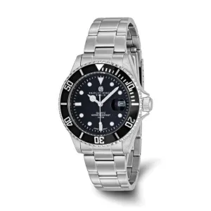 Charles Hubert Stainless Steel Black Dial Watch with Date
