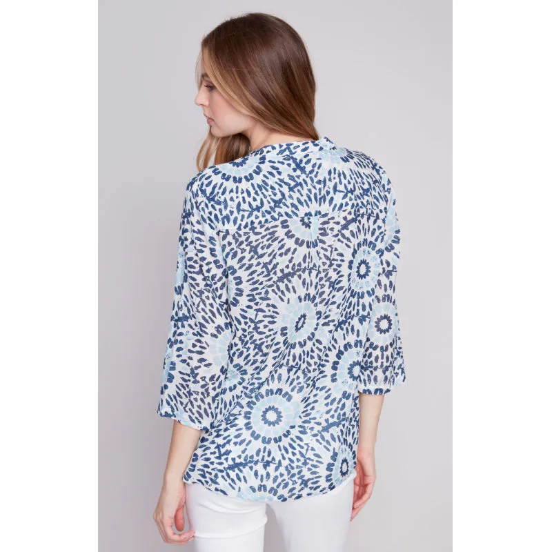 Charlie B Voile Half-Button Blouse