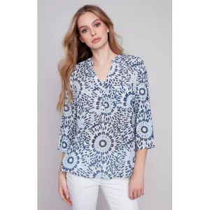 Charlie B Voile Half-Button Blouse
