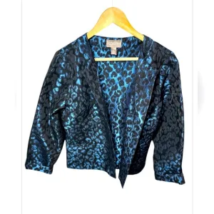 Chico’s Blue &amp; Black Animal Print Shimmer Jacket – Size 2 (Women’s 12)