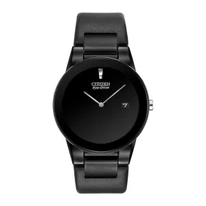 Citizen Axiom Mens Eco Drive Black Tone Leather Strap Watch