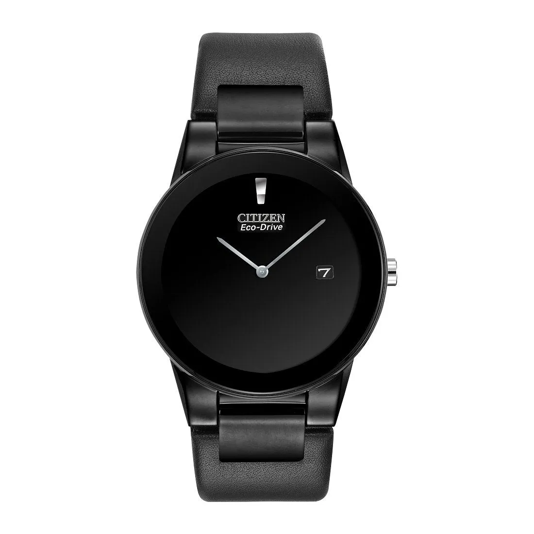 Citizen Axiom Mens Eco Drive Black Tone Leather Strap Watch