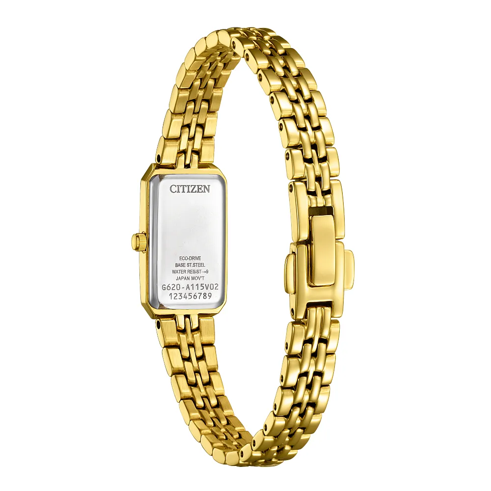 Citizen Ladies Eco Drive Classic Baguette Stainless Gold Tone Watch