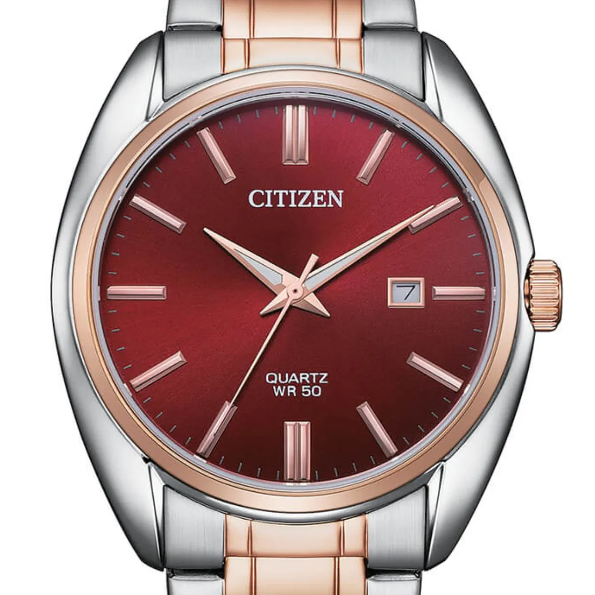 Citizen Quartz BI5104 BI5104-57X Red Dial Analog Gents Dress Watch
