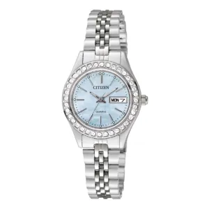 Citizen Quartz Ladies Stainless Steel Blue Mother of Pearl Dial Watch