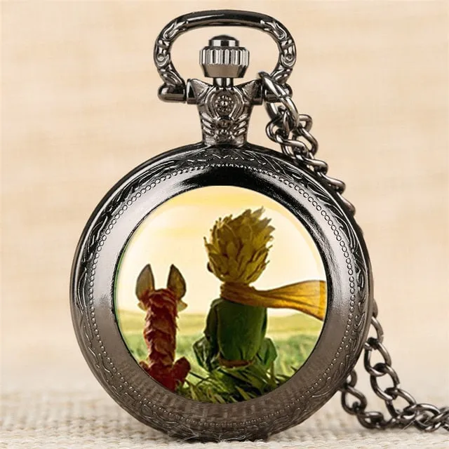 Classic The Little Prince Theme Quartz Pocket Watches for Children Lovely Necklace Clock Best Birthday Gifts for Boys Girls