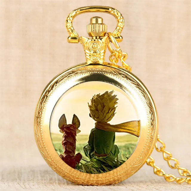 Classic The Little Prince Theme Quartz Pocket Watches for Children Lovely Necklace Clock Best Birthday Gifts for Boys Girls