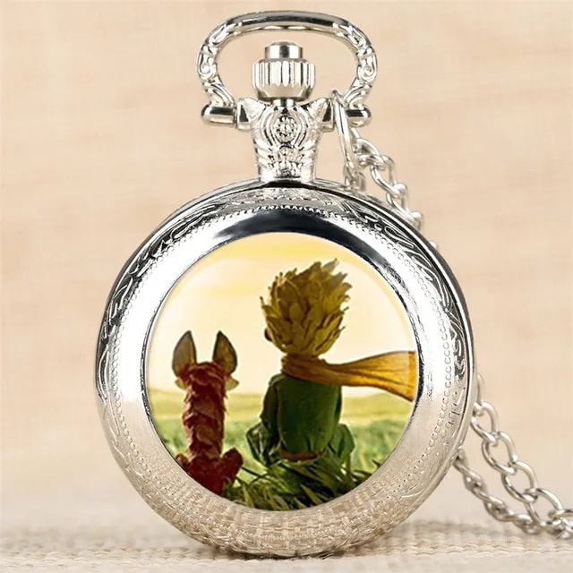 Classic The Little Prince Theme Quartz Pocket Watches for Children Lovely Necklace Clock Best Birthday Gifts for Boys Girls