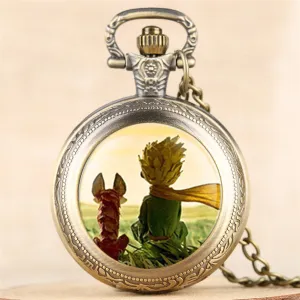Classic The Little Prince Theme Quartz Pocket Watches for Children Lovely Necklace Clock Best Birthday Gifts for Boys Girls
