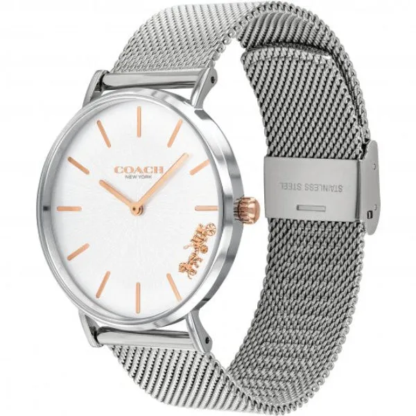 Coach Perry Silver Mesh Bracelet Silver Dial Quartz Watch for Ladies - 14503124