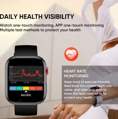 Comparable to the Apple Watch Smart Watch Heart Rate Boold Pressure Full Touch Screen Bluetooth Call Waterproof Watches Sport Fitness Tracker Smartwatch Voice Assistant