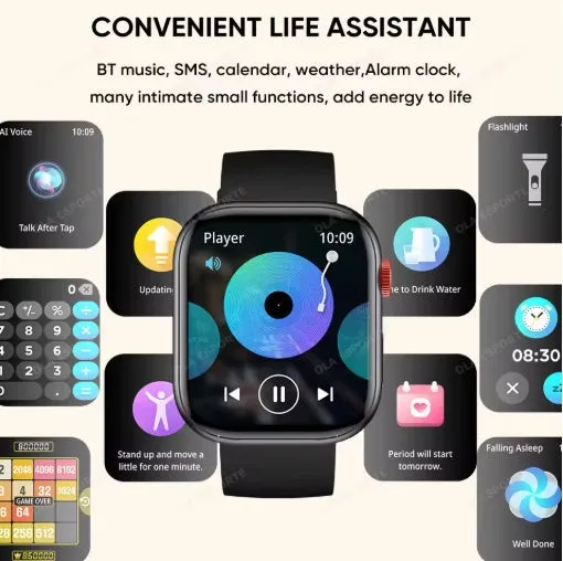 Comparable to the Apple Watch Smart Watch Heart Rate Boold Pressure Full Touch Screen Bluetooth Call Waterproof Watches Sport Fitness Tracker Smartwatch Voice Assistant
