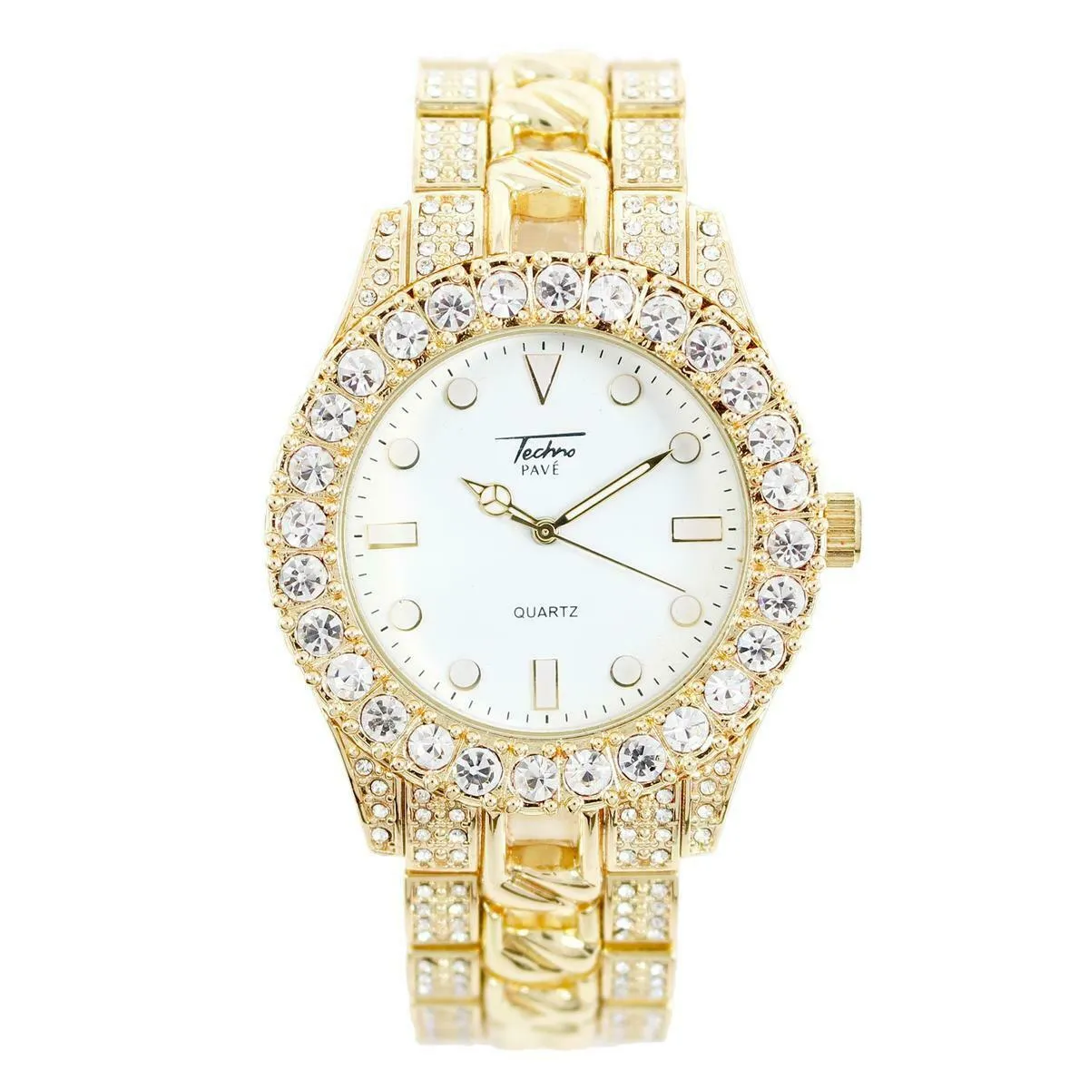 Copy of Techno Pave Blinged Out Men's Watch with Iced Out Bezel Simulated Lab Diamonds