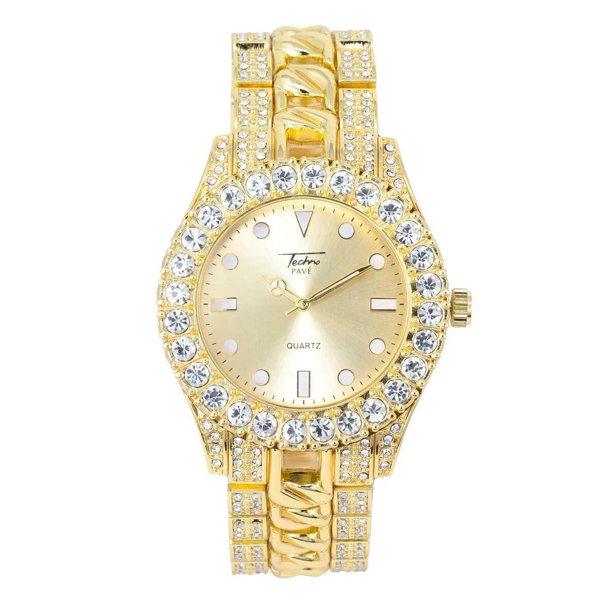 Copy of Techno Pave Blinged Out Men's Watch with Iced Out Bezel Simulated Lab Diamonds