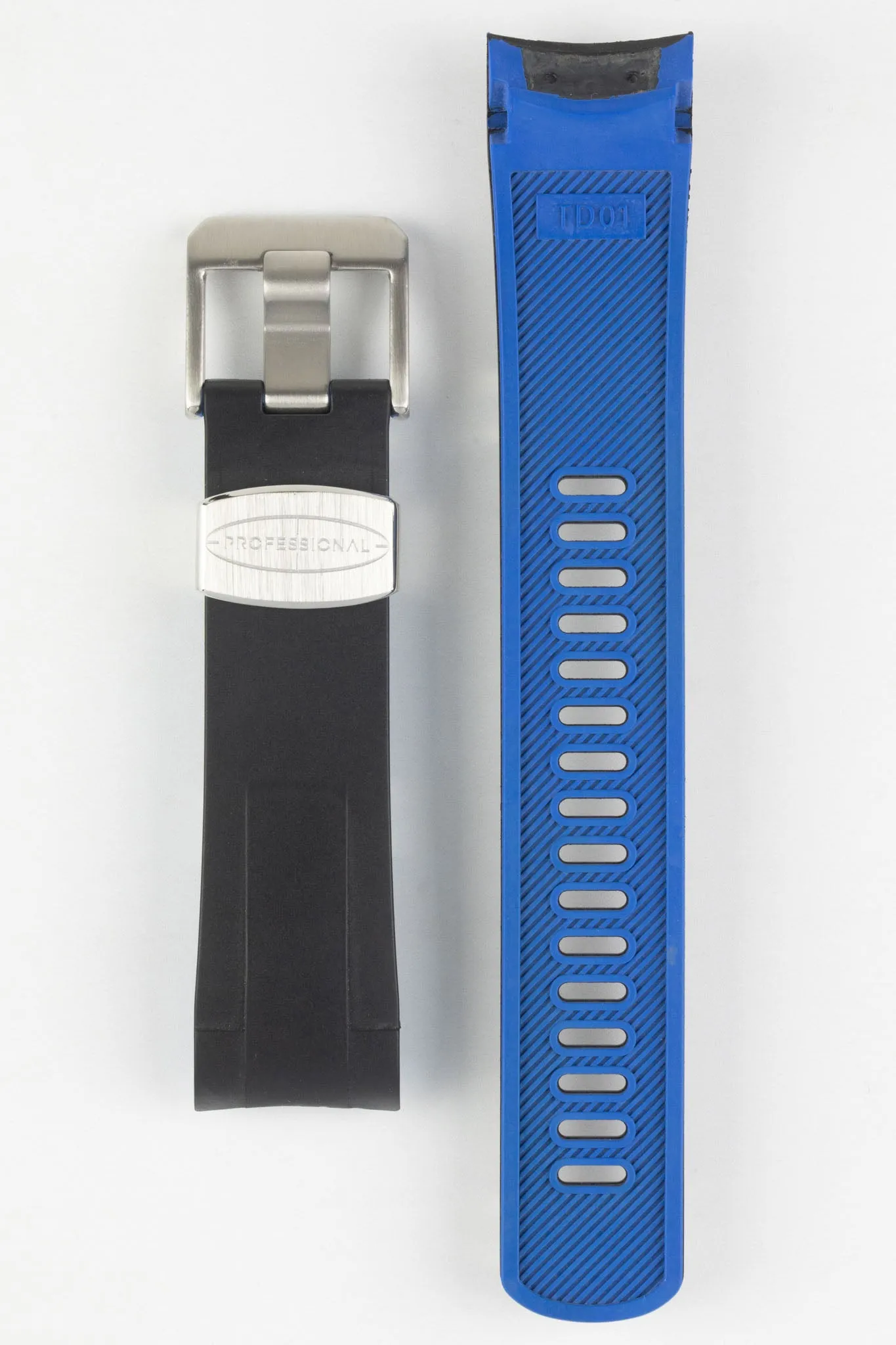 CRAFTER BLUE TD01 Rubber Watch Strap for Tudor Black Bay Series – BLACK & BLUE