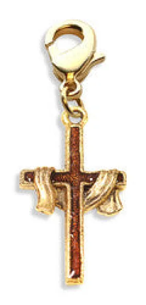 Cross with Shroud Charm Dangle