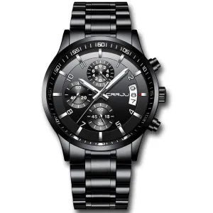 CRRJU Men's Fashion Stainless Steel Watches Date Waterproof Chronograph Wristwatches,Stainsteel Steel Band Waterproof Watch | Multiple Colors