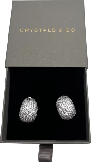 CRYSTALS & CO Pave Bubble Dome Earrings - White Gold