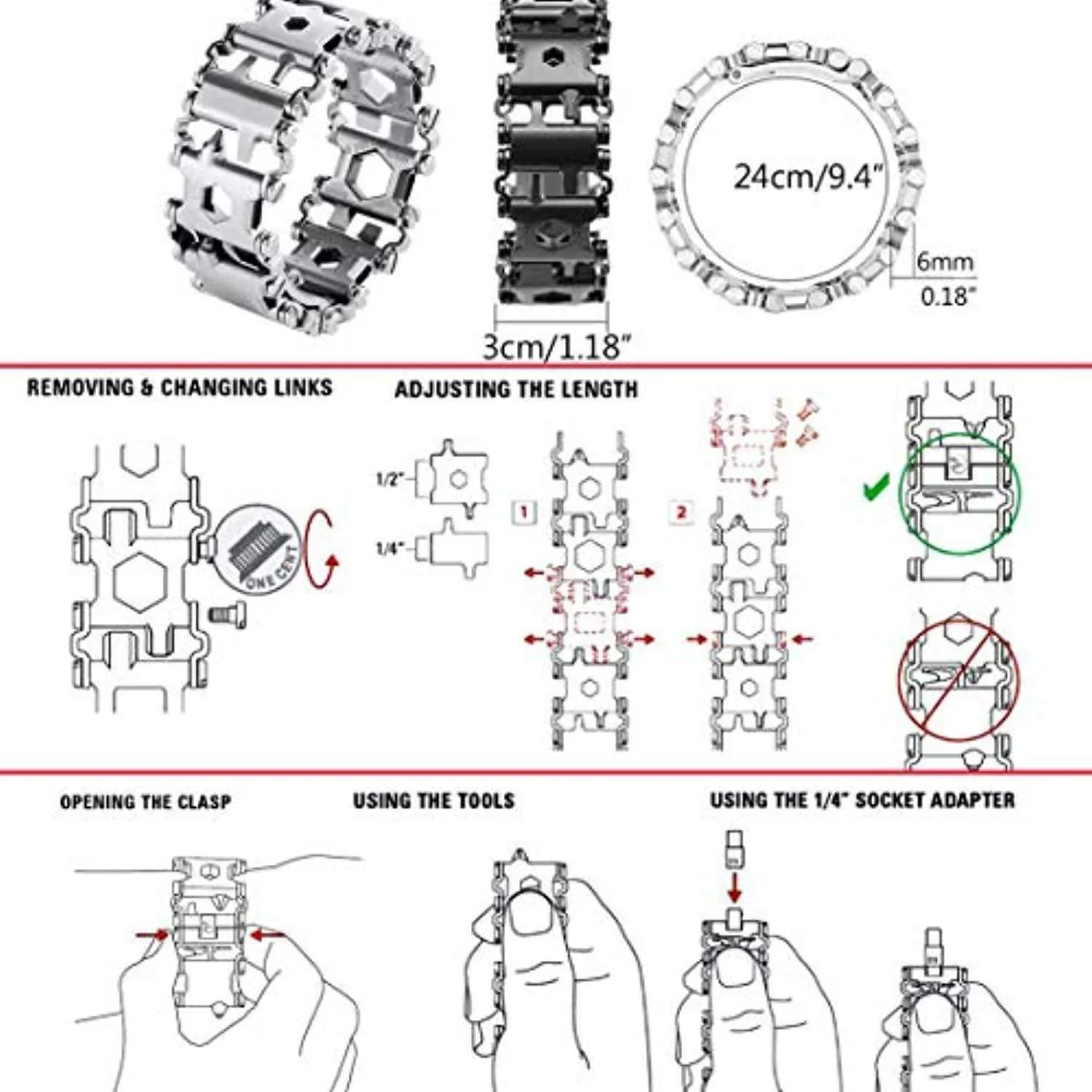CyberDyer Multitool Bracelet 29 in 1