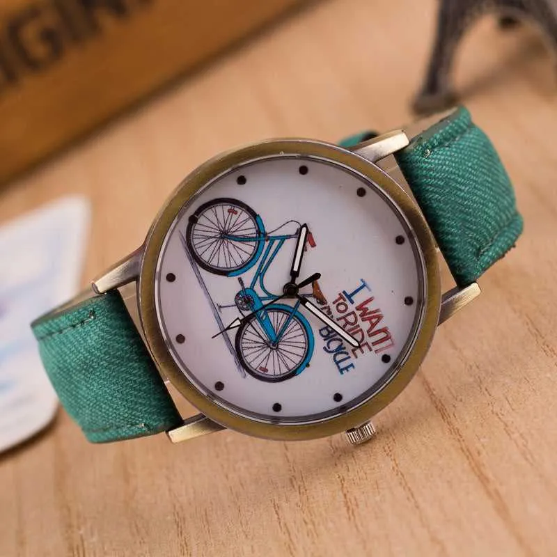 Cycolinks Vintage Denim Quartz Watch - I Want To Ride My Bicycle
