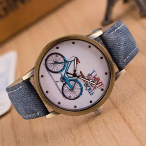 Cycolinks Vintage Denim Quartz Watch - I Want To Ride My Bicycle