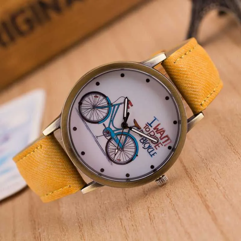 Cycolinks Vintage Denim Quartz Watch - I Want To Ride My Bicycle