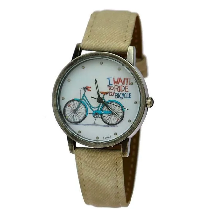 Cycolinks Vintage Denim Quartz Watch - I Want To Ride My Bicycle