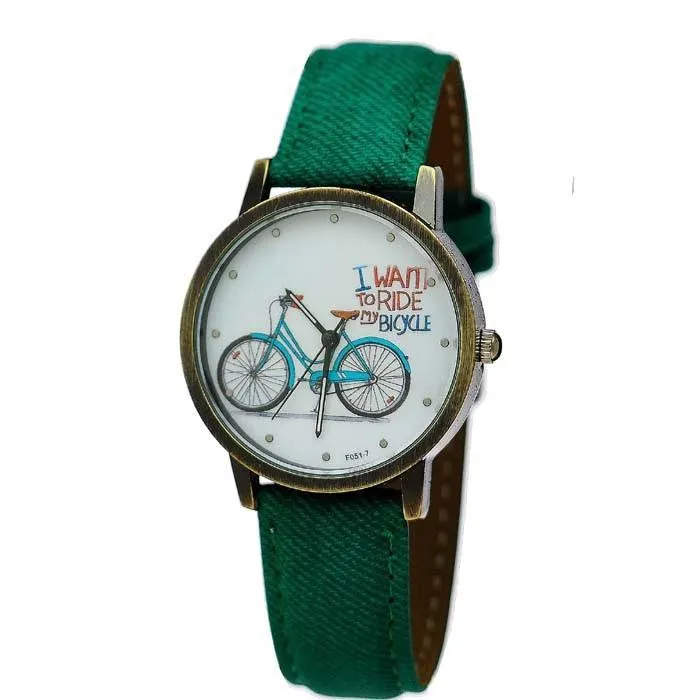 Cycolinks Vintage Denim Quartz Watch - I Want To Ride My Bicycle