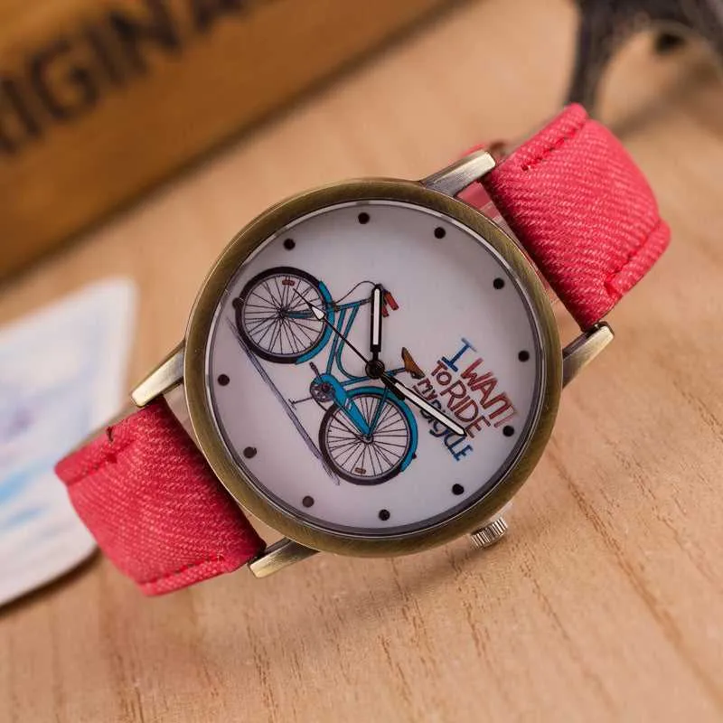 Cycolinks Vintage Denim Quartz Watch - I Want To Ride My Bicycle