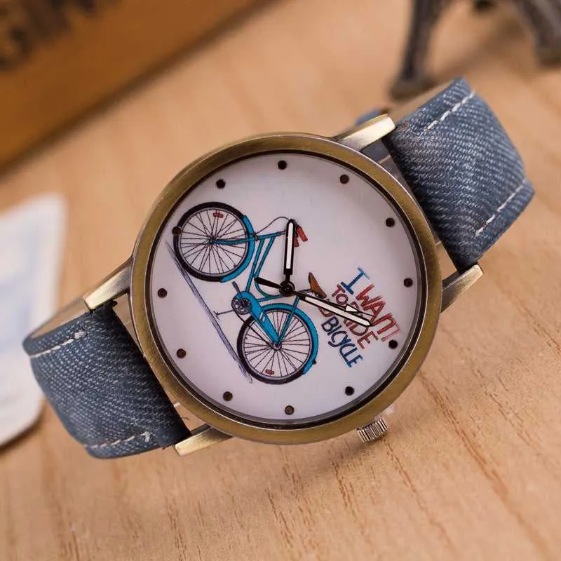 Cycolinks Vintage Denim Quartz Watch - I Want To Ride My Bicycle