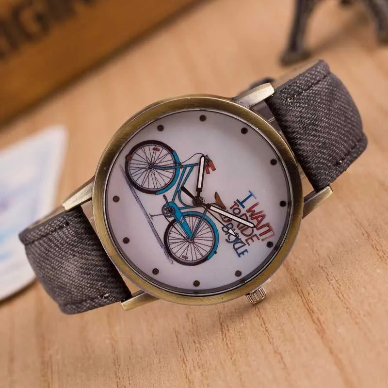 Cycolinks Vintage Denim Quartz Watch - I Want To Ride My Bicycle