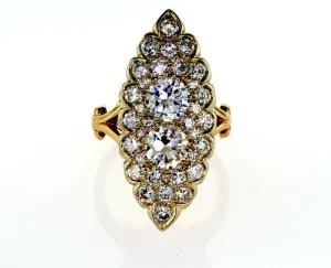 Diamond Ring Antique Vintage Estate 14k Yellow Gold Unique Design 2.50 CTW G VS1
