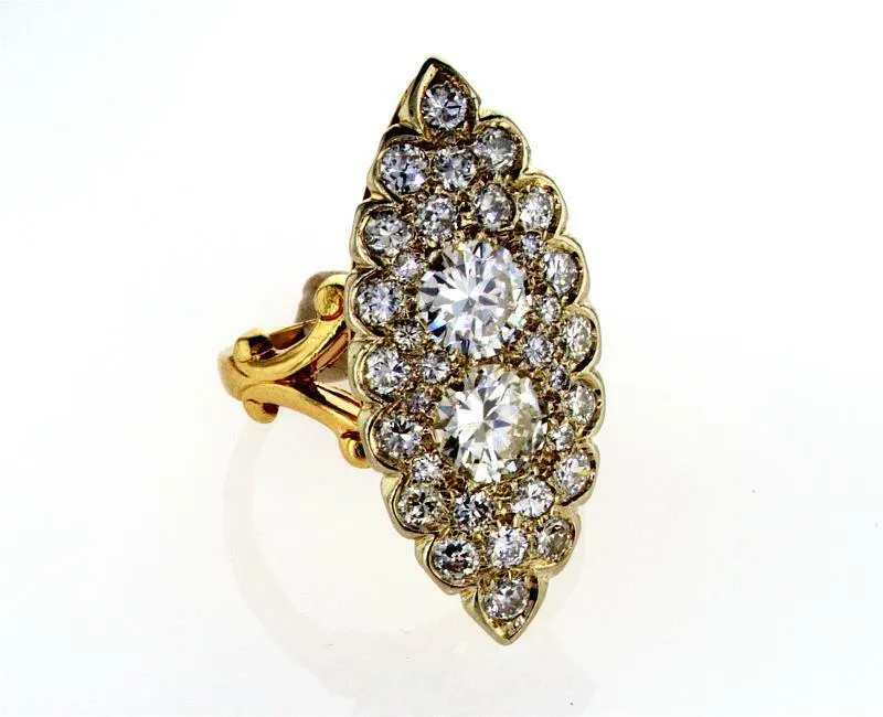 Diamond Ring Antique Vintage Estate 14k Yellow Gold Unique Design 2.50 CTW G VS1