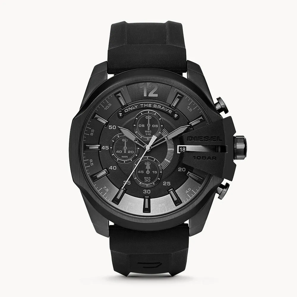 DIESEL MEGA CHIEF BLACK SILICONE MENS WATCH