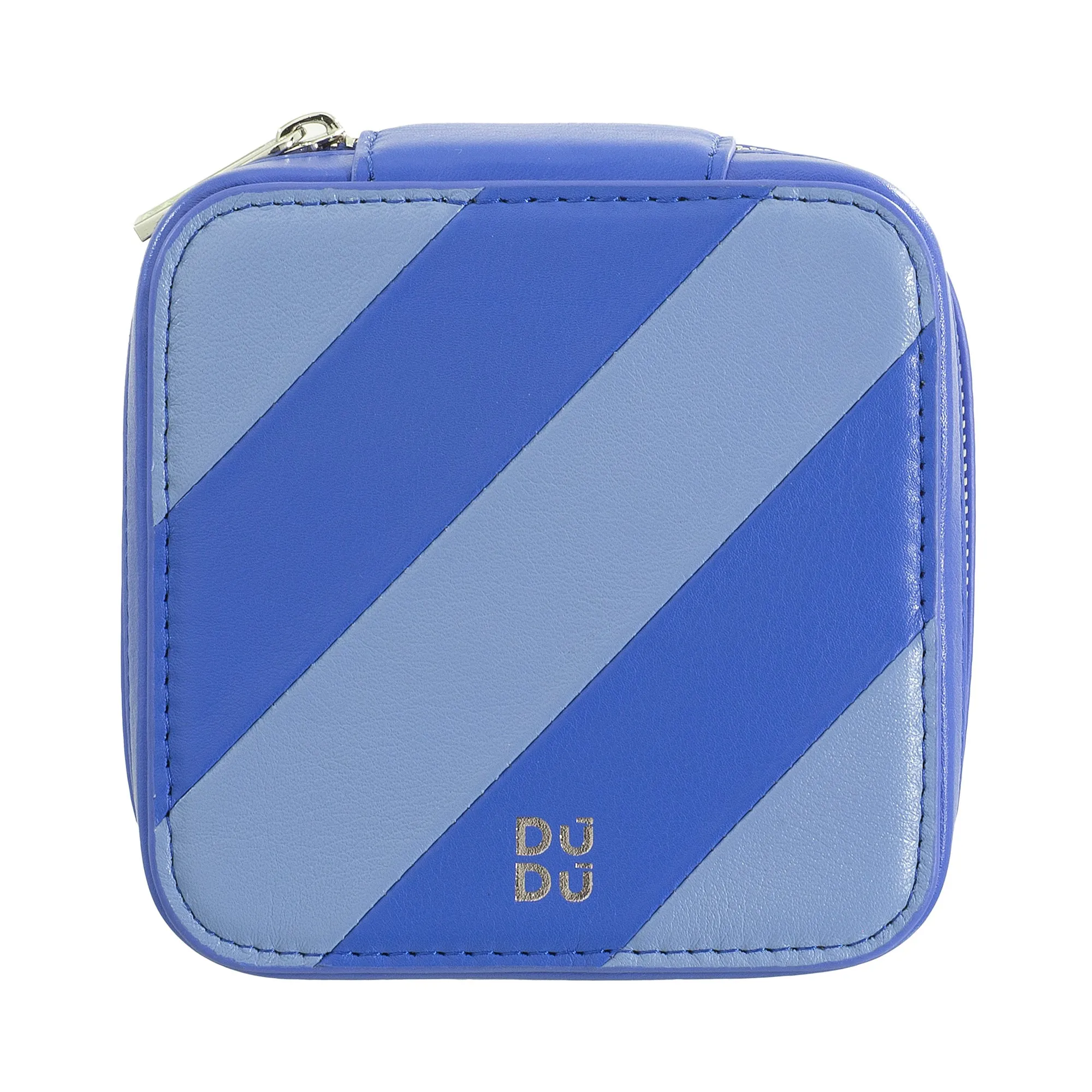 DUDUCAIE Small Square Leather Travel Jewelry with hinge for rings