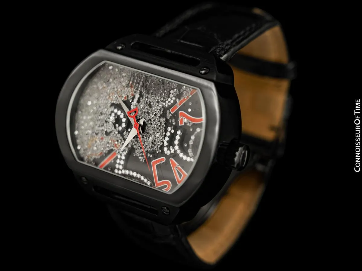 Dunamis (Jason of Beverly Hills) Spartan Mens Large 3  Carats of Floating Diamonds Watch - PVD Stainless Steel